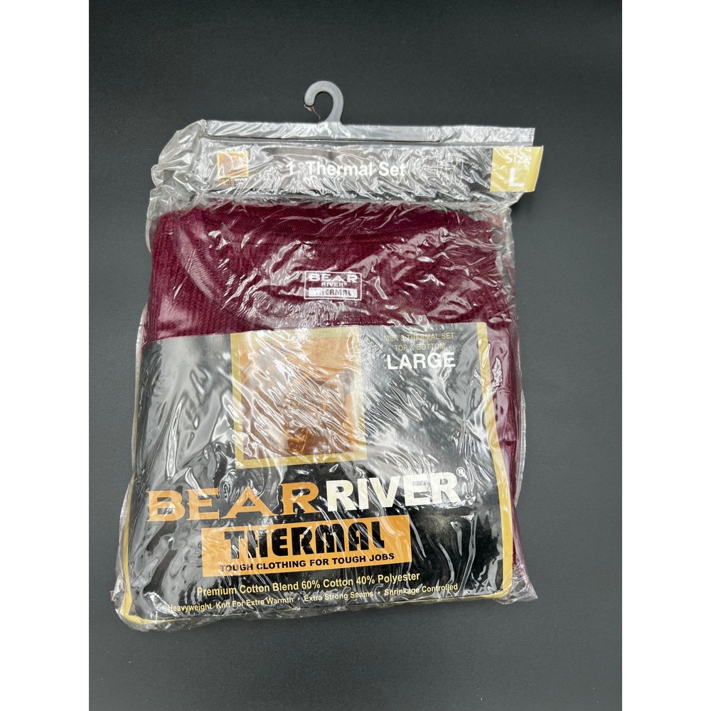 Bear River Mens Thermal Set Large Burgundy Long Sleeve Top Ankle Pants New